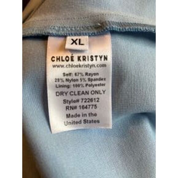 Made in the USA NWT CHLOE KRISTYN Dress CutOut Stretch Knit Blue Adj Strap XL - Picture 9 of 9